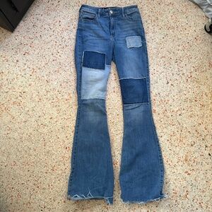 Hollister high rise, patchwork flare jeans